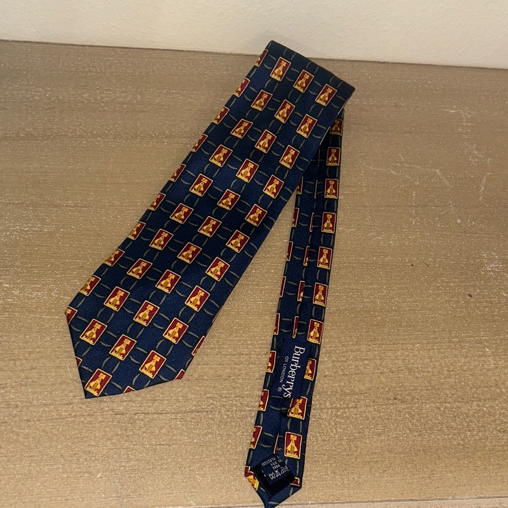 BURBERRY Blue and Yellow Patterned Tie